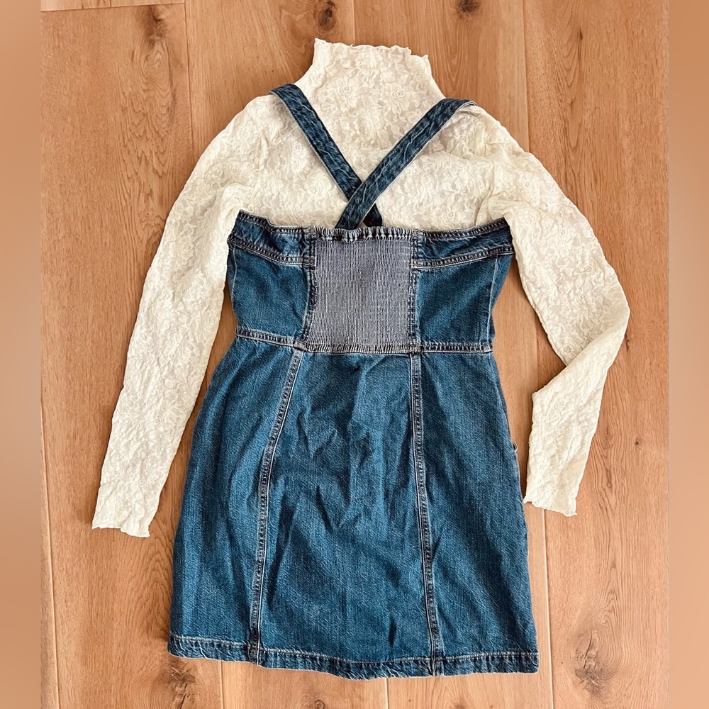 Levi’s Denim Mini Button Front Jean Dress Coastal Cowgirl Western Cottagecore - Picture 5 of 8